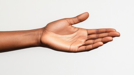 Open Hand Gesture with Skin Tone on Plain Background for Communication