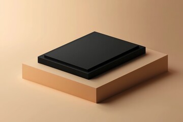 Neutral-toned gradient background enhances a contemporary black 3D frame.
