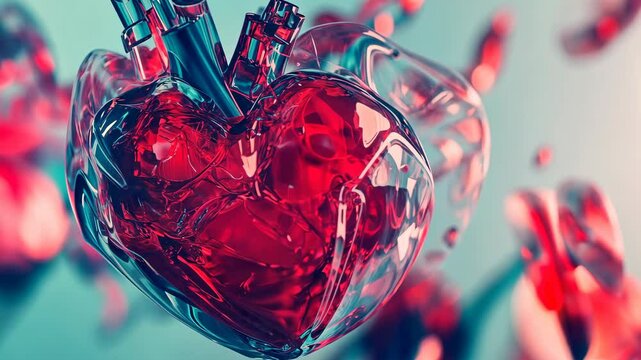 Conceptual representation of a human heart with vibrant colors and dynamic elements showcasing love and emotion