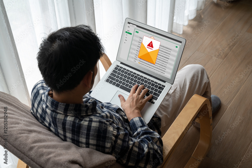 Aufkleber cyber attacking concept. malware alert showing on computer screen display scam and threat detection 
