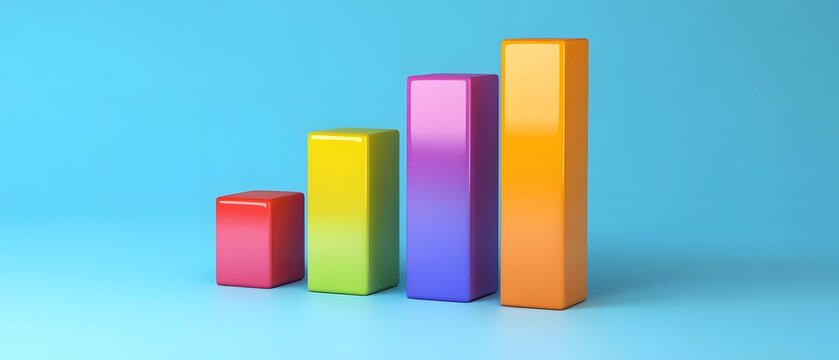 Colorful bar graph representing growth over time.