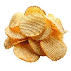 Crunchy potato chips isolated on transparent background, PNG