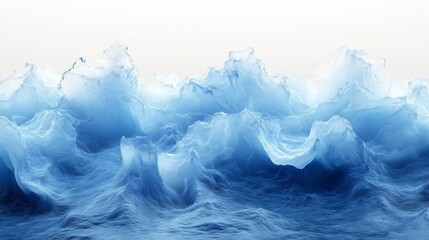 Obraz premium Abstract Blue Ocean Waves with Ethereal Texture - Made with Generative AI