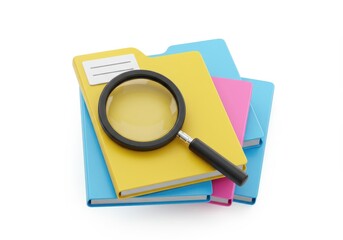 A 3D rendering of a stack of folders isolated on white background