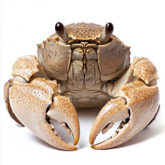 Fototapeta premium Close-up of a large crab, facing the camera, showcasing its powerful claws and detailed carapace.