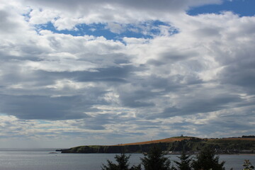 Stonehaven, Scotland - Augustus 2017: A view of the North sea in Stonehaven with beautiful clouds