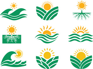 sunset above mountains peak icon vector illustration