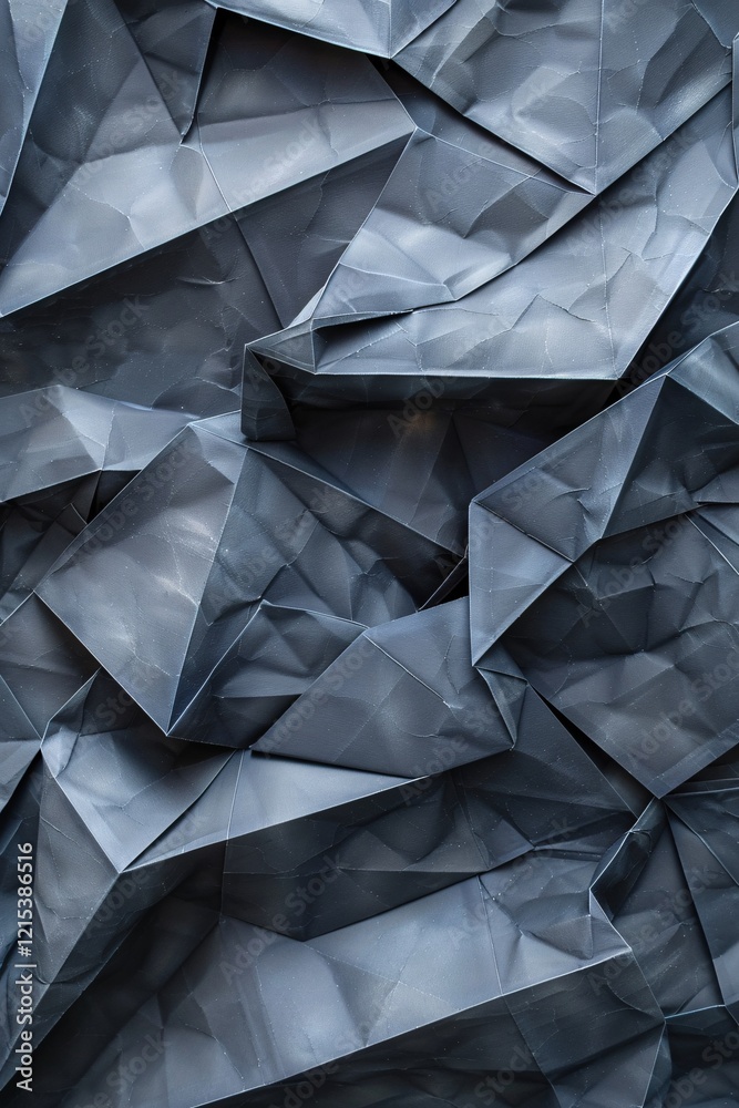 Poster textured background of folded and crumpled paper in dark gray