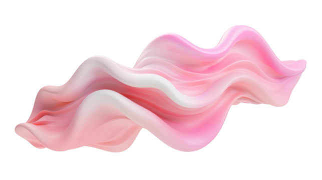 White and pink gradient solid wave movement 3D abstract gradient motion render isolated on white background