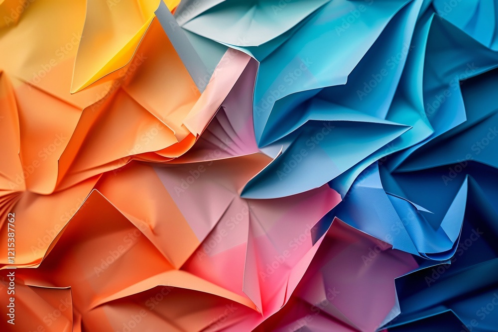 Leinwandbilder folded paper creates a vibrant abstract background with a chaotic pattern