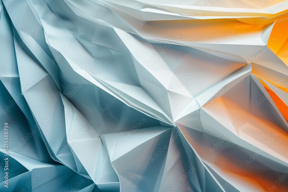 Aufkleber White paper folding creating a three-dimensional geometric design on abstract background