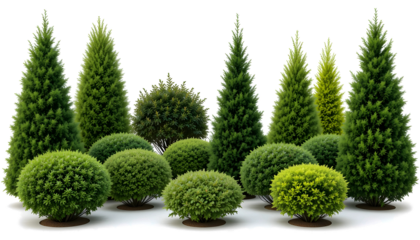 Ornamental Shrubs and Topiary Collection: Boxwood, Japanese Holly, and Dwarf Alberta Spruce for Elegant Landscaping