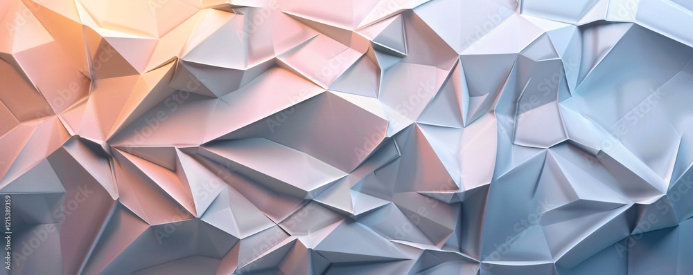 Poster Modern polygonal background with abstract geometric pattern in white and blue tones