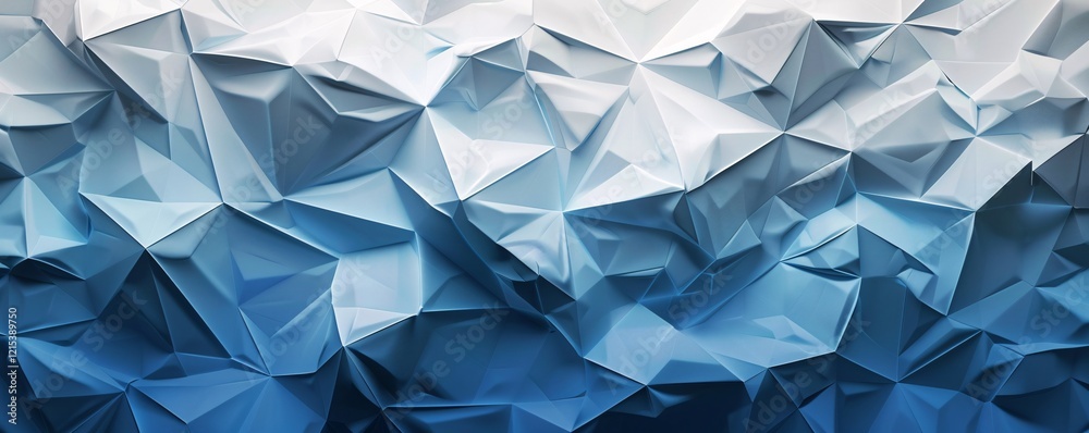 Poster blue and white geometric low poly pattern on an abstract background