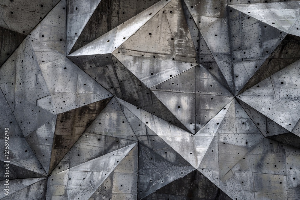 Leinwandbilder Modern architectural detail with a geometric pattern of triangles is creating a futuristic design