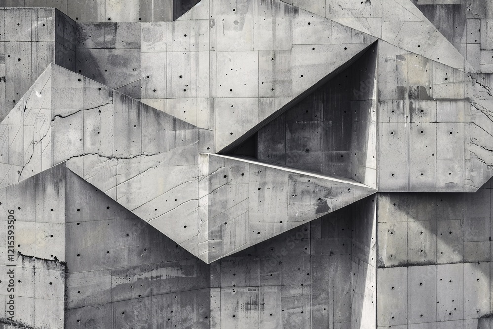 Aufkleber abstract geometric architecture facade with dramatic light and shadow contrast