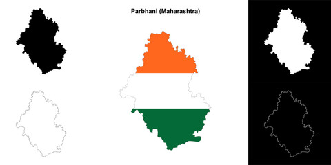 Parbhani district (Maharashtra) outline map set