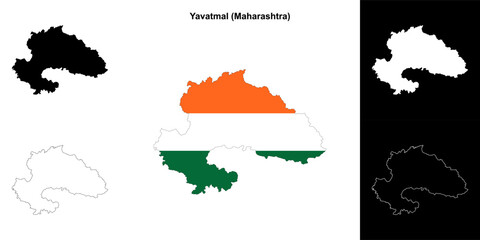 Yavatmal district (Maharashtra) outline map set