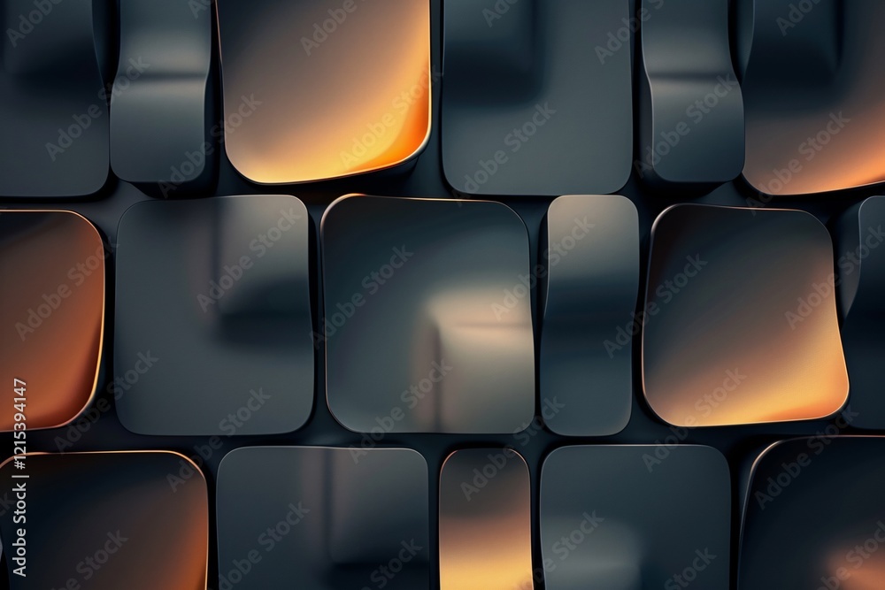 Leinwandbilder opulent blend of black and gold in a 3d rendering of a wavy surface made up of rounded squares