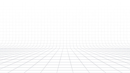 White background with gray perspective grid lines creating a square pattern. Template platform for technology, user interface, industry, science, blueprint, or infographic concept. Vector illustration