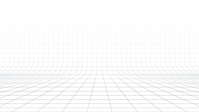 White background with gray perspective grid lines creating a square pattern. Template platform for technology, user interface, industry, science, blueprint, or infographic concept. Vector illustration