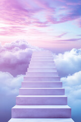 A creative concept for a stairway to the sky. The way to success or heaven. Steps to the clouds