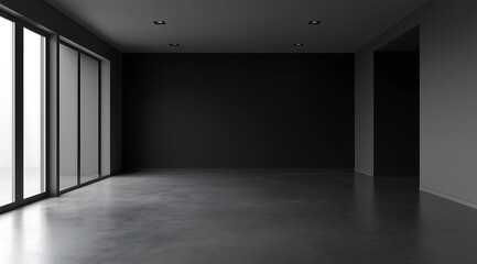 
Dimly Lit Room with a Window and Black Walls, Featuring Hyperrealistic Textures and Concrete Flooring
控えめな照明の窓付き黒い壁の部屋、ハイパーリアルなテクスチャとコンクリート床が特徴.Generative AI