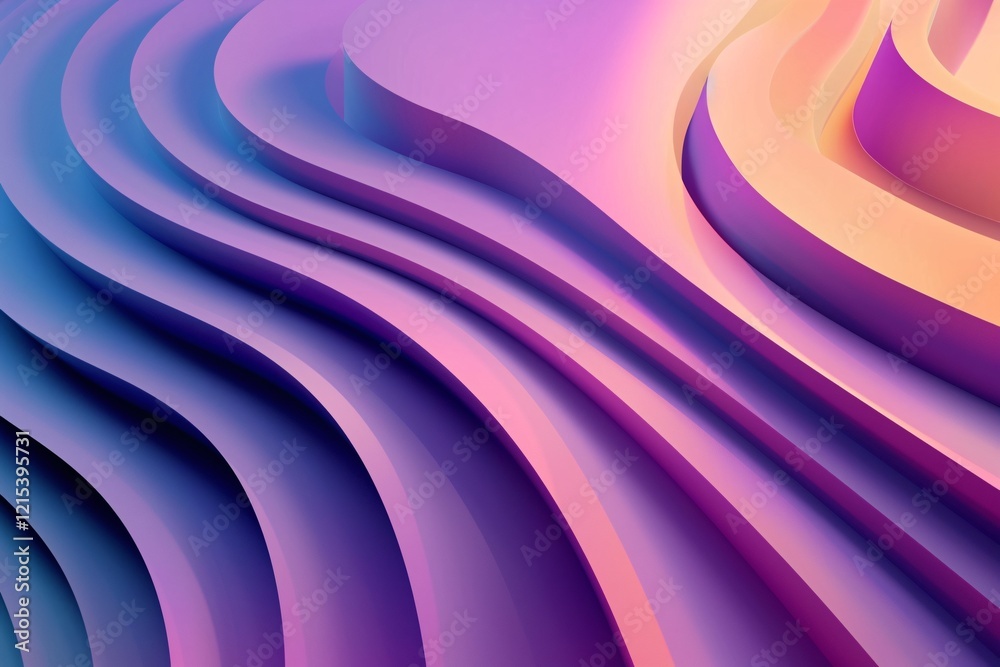 Aufkleber Modern abstract 3d render with flowing wavy shapes on diagonal background