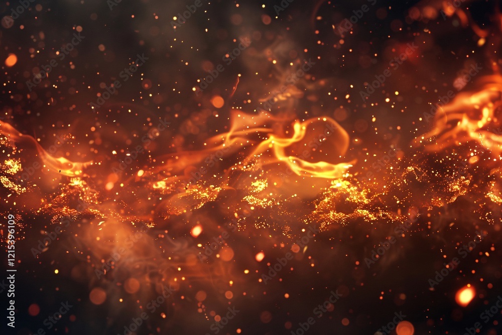 Aufkleber abstract background of a fiery explosion with glowing embers flying in the air