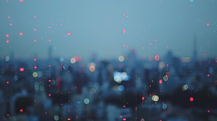 Illuminated business connections  glowing icons representing b2b concepts over a night cityscape