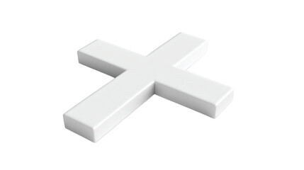 Fototapeta premium White cross icon in 3D render style, isolated on a white background