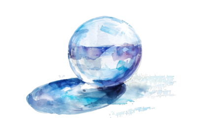 White crystal ball in a watercolor style, isolated on a white background