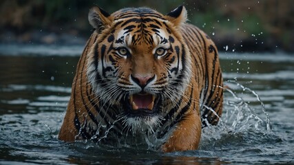 tiger in the pond