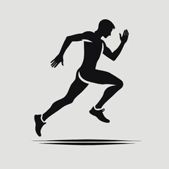 Runner in Motion Silhouette in black on a white background