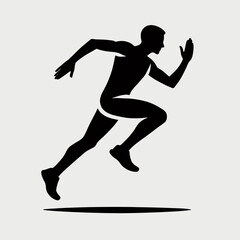 Runner in Motion Silhouette in black on a white background