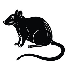 Silhouette of a mouse on white background
