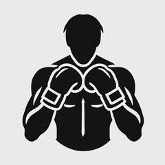  Boxer Silhouette in black on a white background