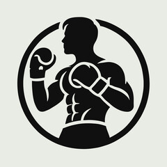  Boxer Silhouette in black on a white background