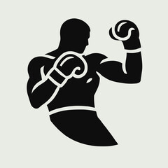  Boxer Silhouette in black on a white background