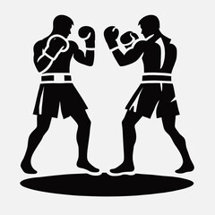  Boxer Silhouette in black on a white background