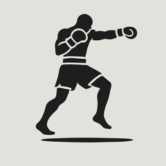  Boxer Silhouette in black on a white background