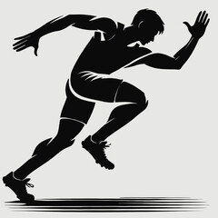 Athlete in Action Silhouette in black on a white background