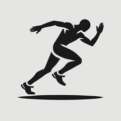 Athlete in Action Silhouette in black on a white background