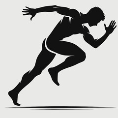 Athlete in Action Silhouette in black on a white background