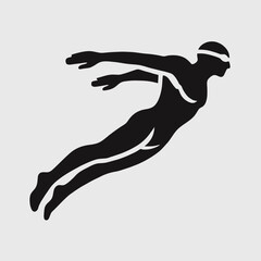 Swimmer Silhouette in black on a white background