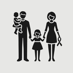 Family Silhouette in black on a white background