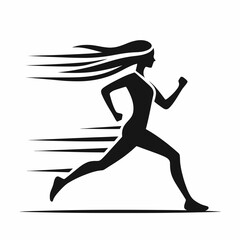 Running Woman Silhouette in black on a white background