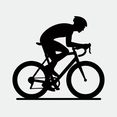  Cyclist Silhouette in black on a white background