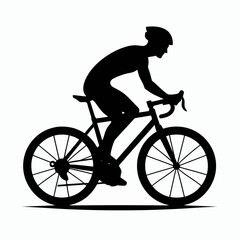  Cyclist Silhouette in black on a white background