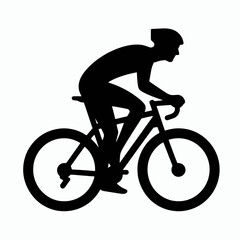  Cyclist Silhouette in black on a white background